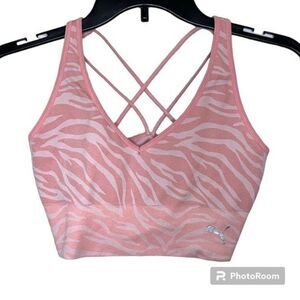 Puma Pink and White Animal Print Sports Bra Size Medium
